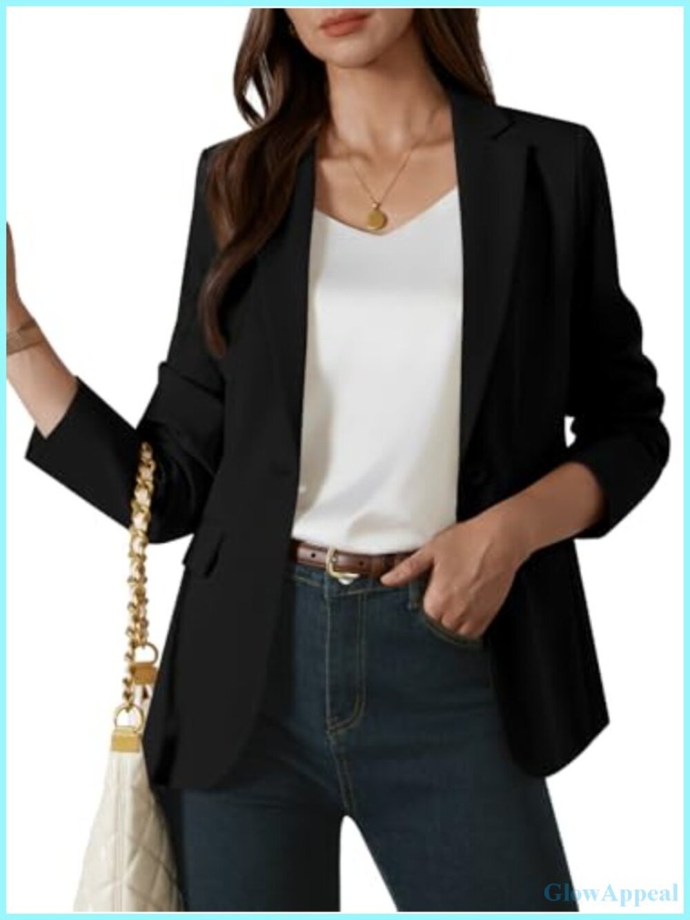 Kelyaa Womens Long Sleeve Blazer Notched Lapel Work Office Suit Jacket